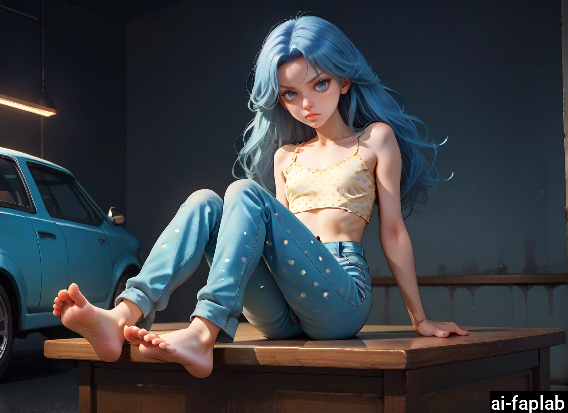 1girl, barefoot, feet, motor vehicle, ground vehicle, car · Yamete.gg