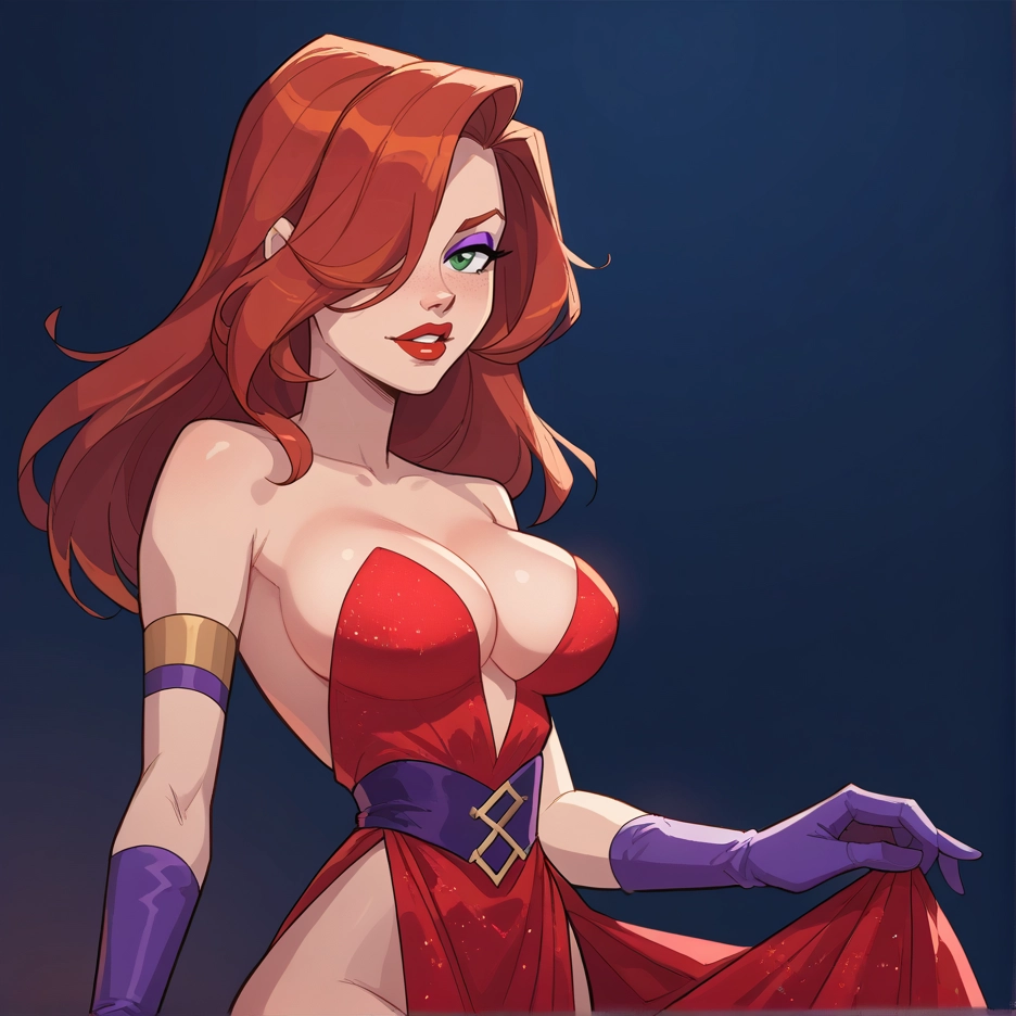 1girl, breasts, gloves, solo, green eyes, dress · Yamete.gg