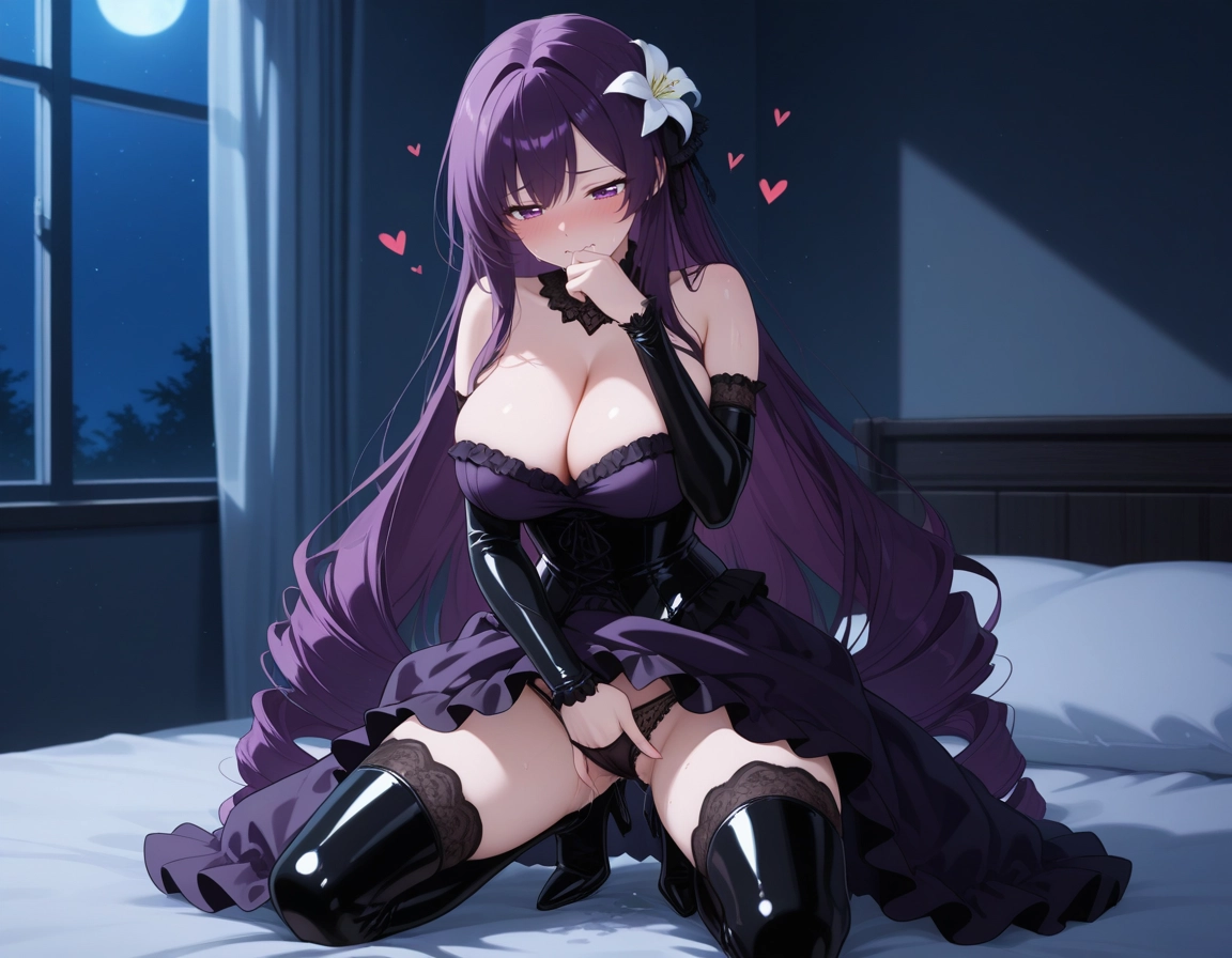 1girl, solo, underwear, breasts, flower, panties