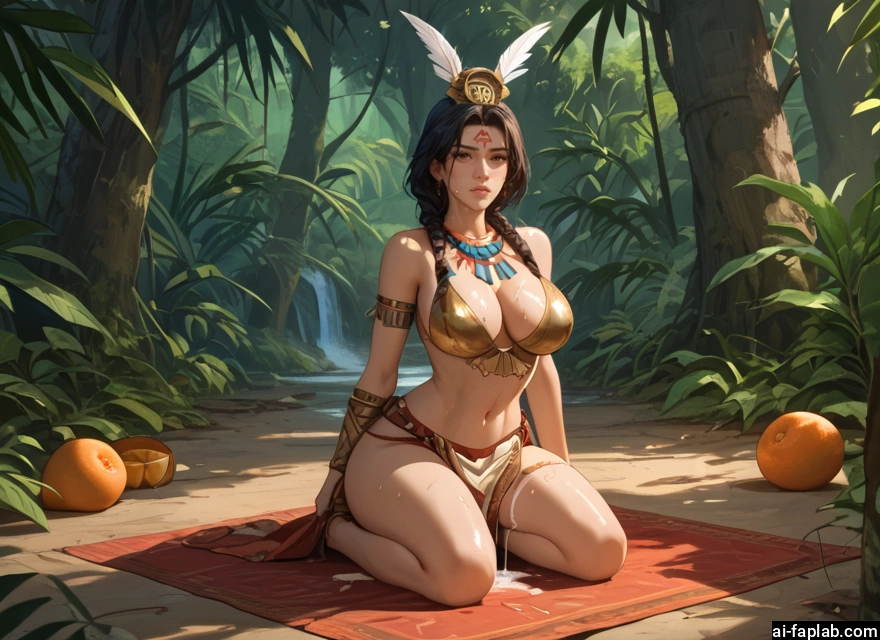 1girl, breasts, solo, navel, food, jewelry