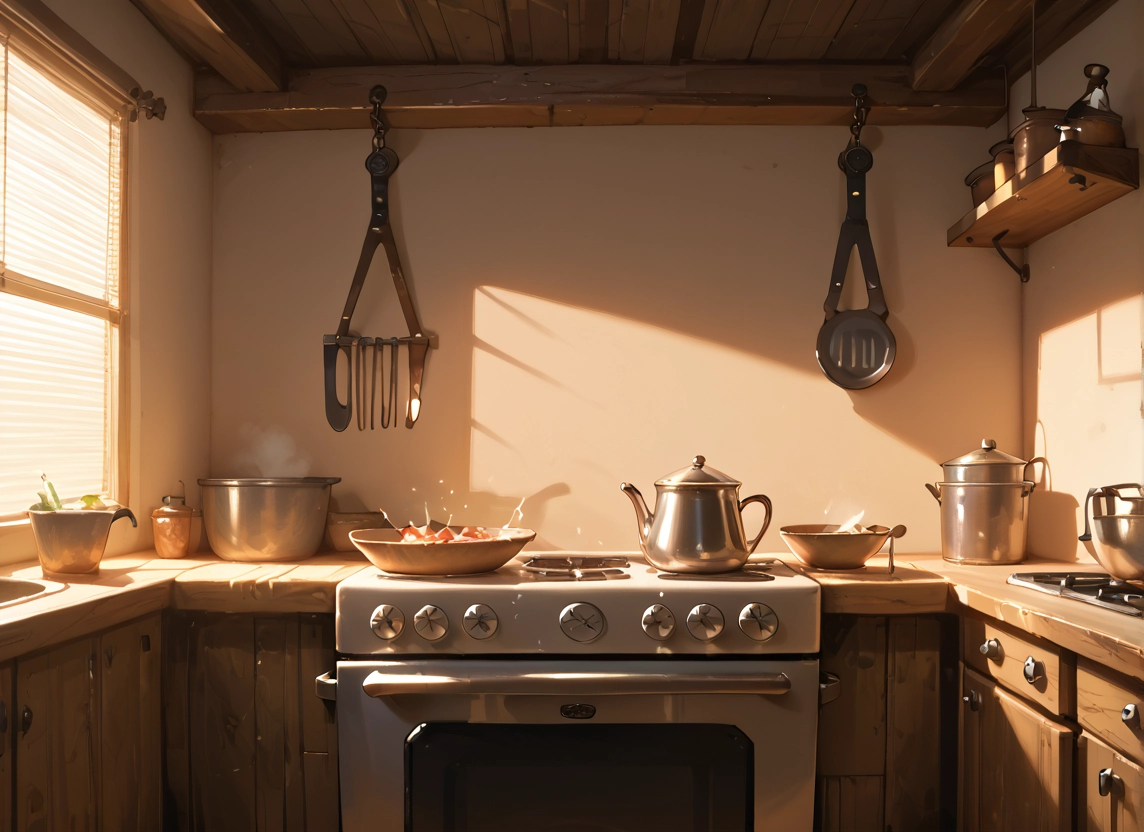 no humans, kitchen, indoors, stove, window, sunlight · Yamete.gg