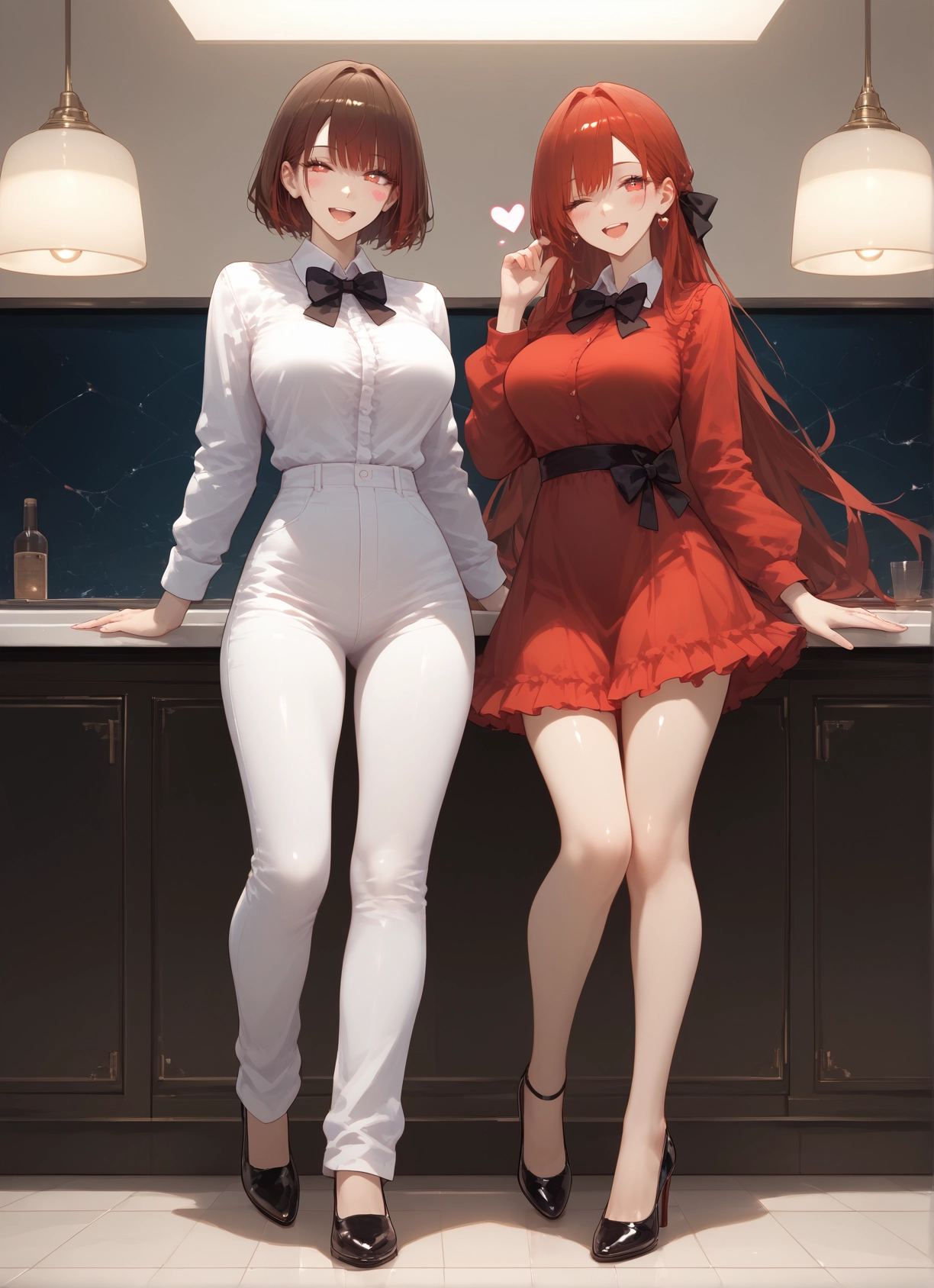 multiple girls, 2girls, breasts, open mouth, dress, long hair · Yamete.gg