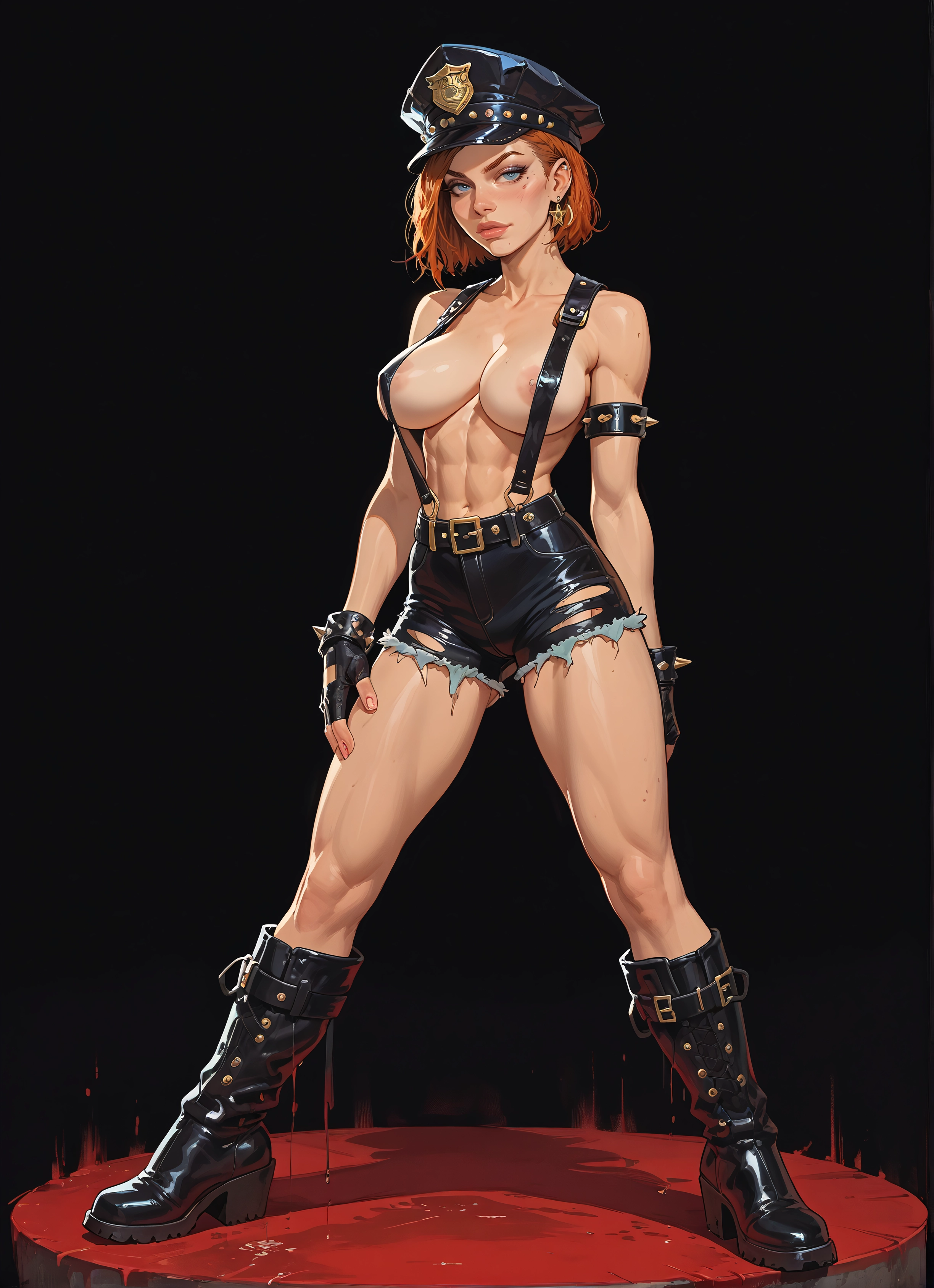 1girl, breasts, solo, gloves, boots, hat · Yamete.gg