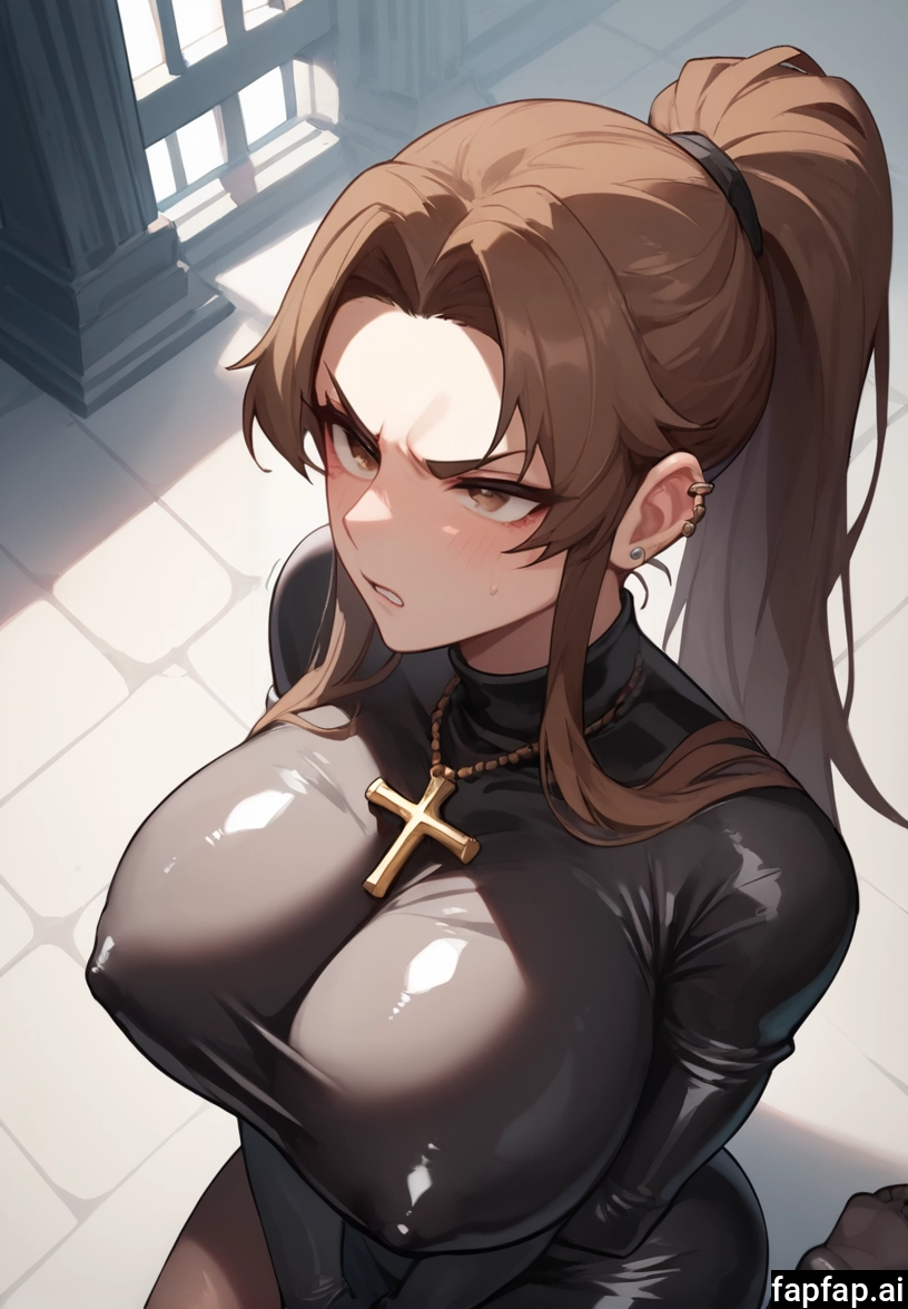 1girl, breasts, brown hair, jewelry, brown eyes, solo