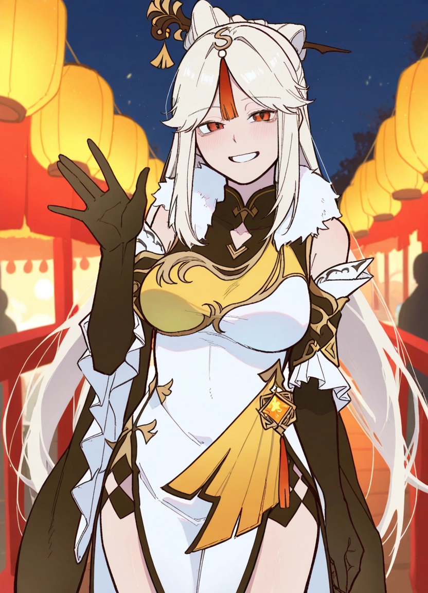 1girl, gloves, hair ornament, dress, smile, long hair · Yamete.gg