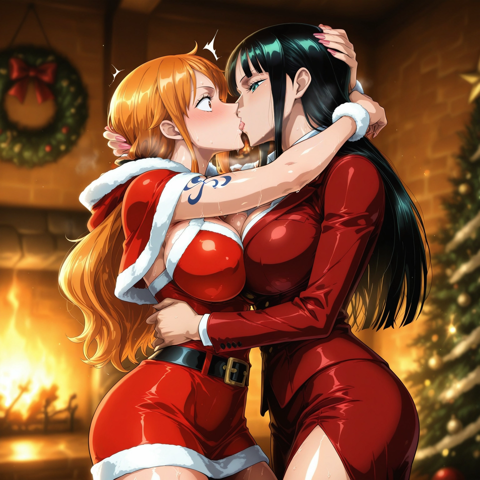 multiple girls, breasts, 2girls, yuri, kiss, large breasts · Yamete.gg