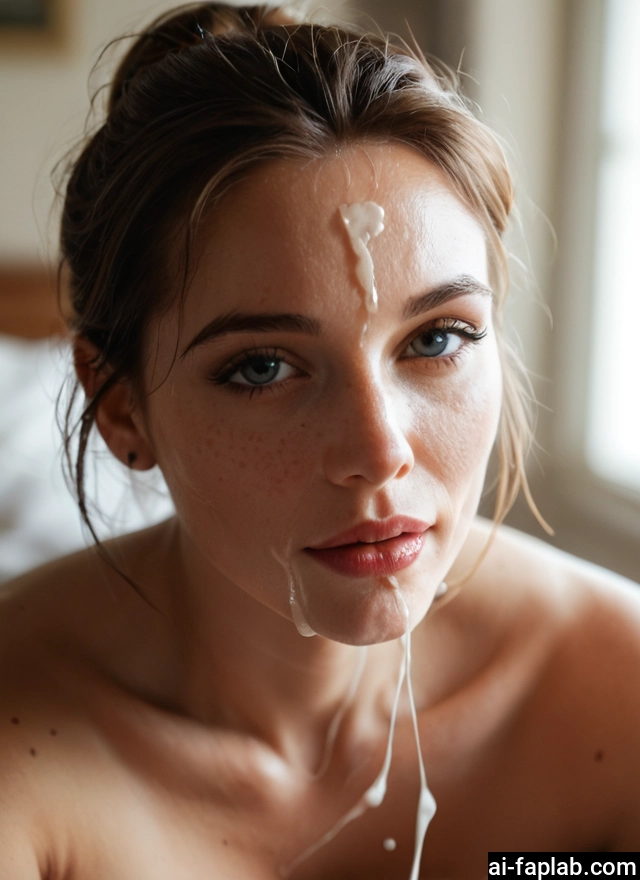 1girl, solo, cum, facial, looking at viewer, freckles