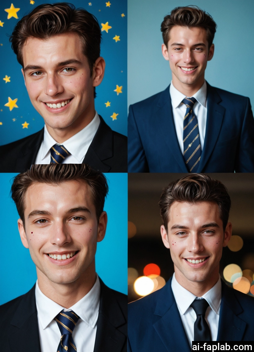 necktie, 1boy, male focus, smile, freckles, brown eyes · Yamete.gg