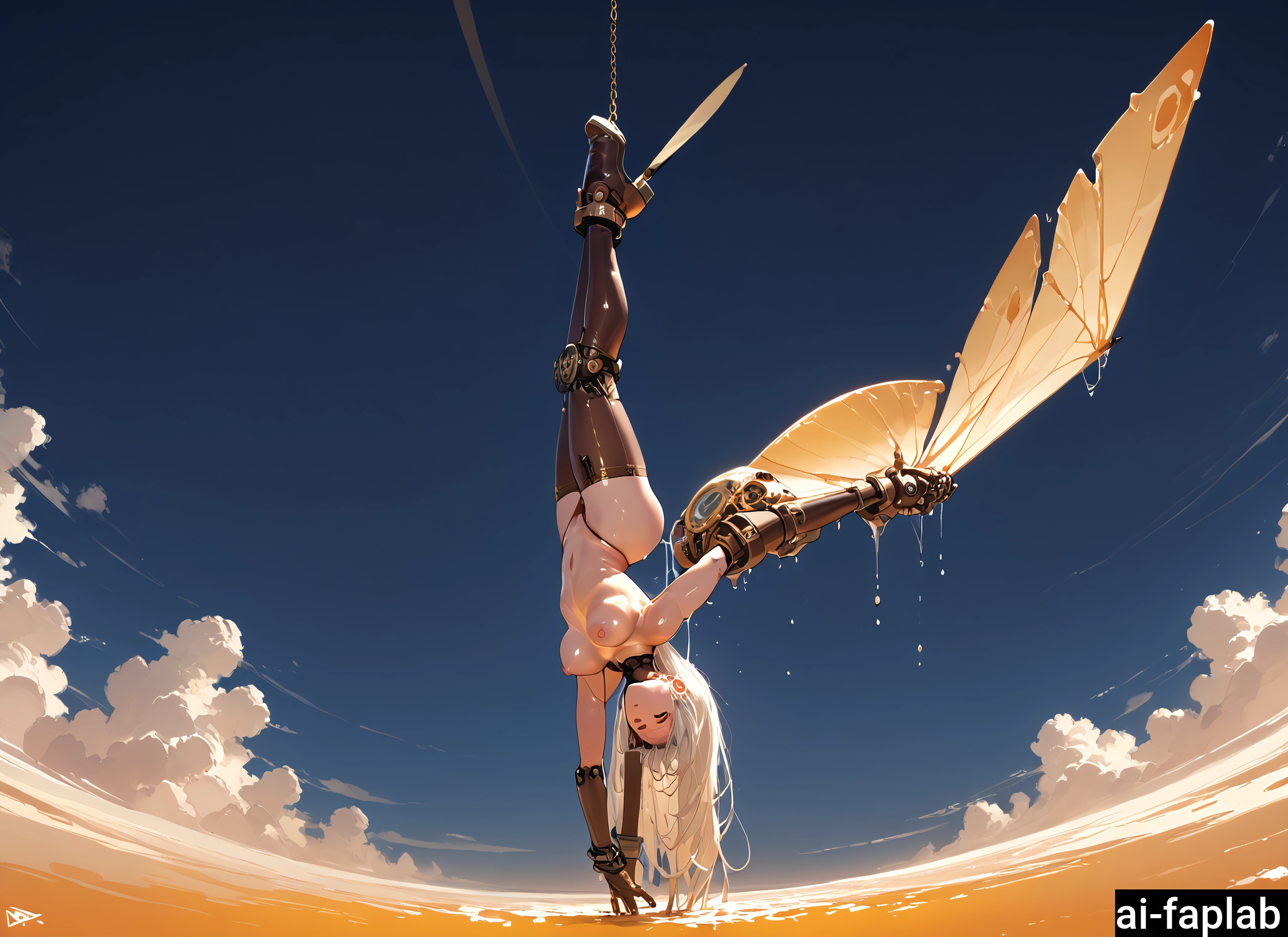 1girl, breasts, solo, nipples, thighhighs, long hair · Yamete.gg