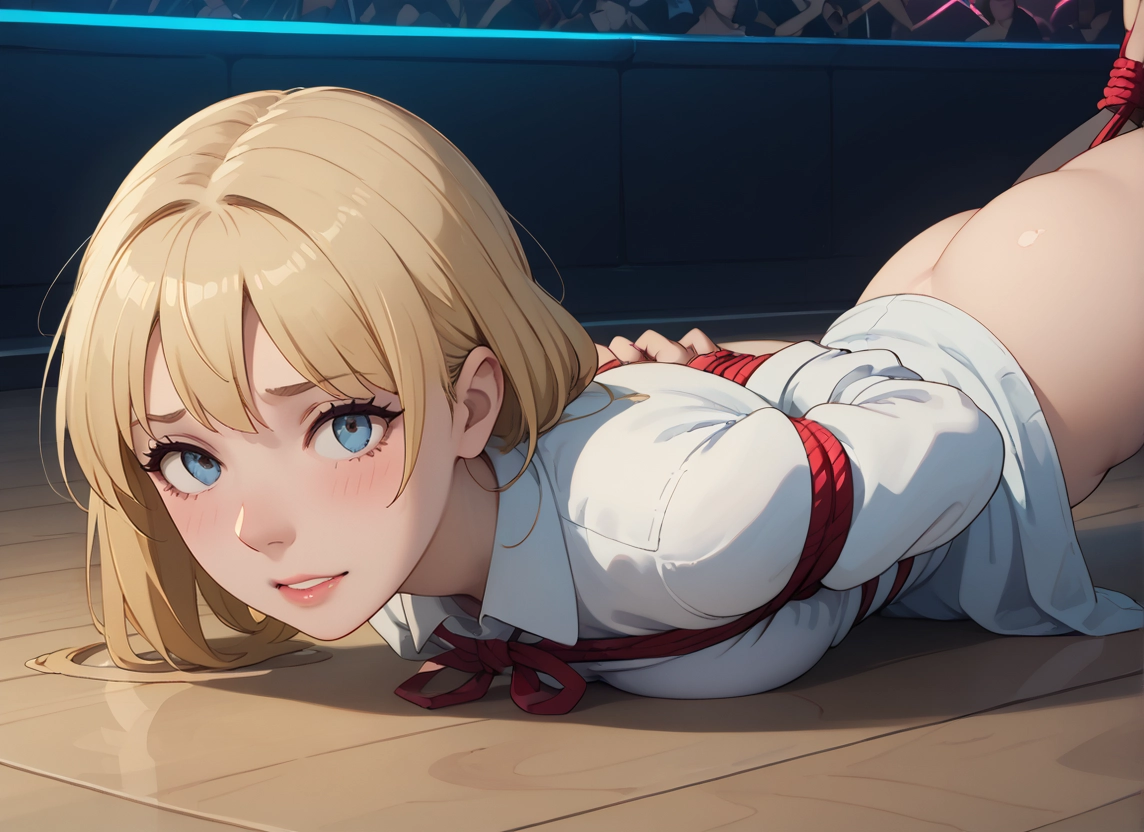 1girl, blue eyes, blonde hair, bound, bdsm, ass · Yamete.gg