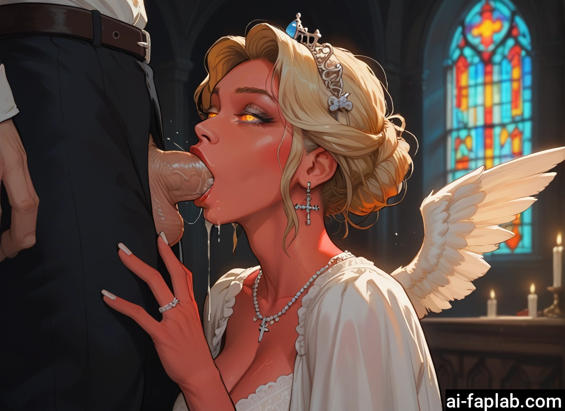 1girl, penis, oral, hetero, wings, fellatio · Yamete.gg