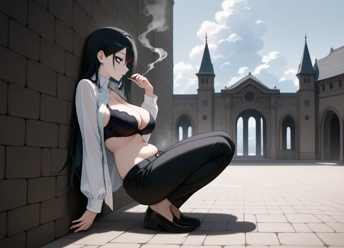 open shirt, 1girl, shirt, open clothes, solo, bra · Yamete.gg