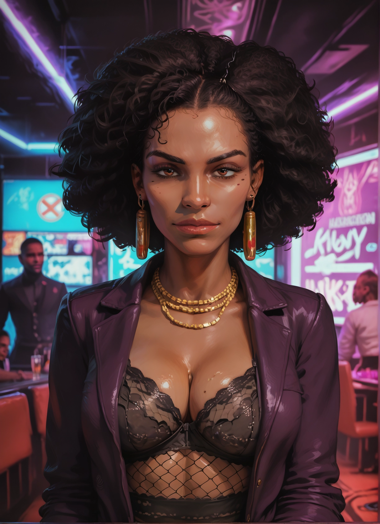 breasts, 1girl, jewelry, earrings, mole, necklace · Yamete.gg