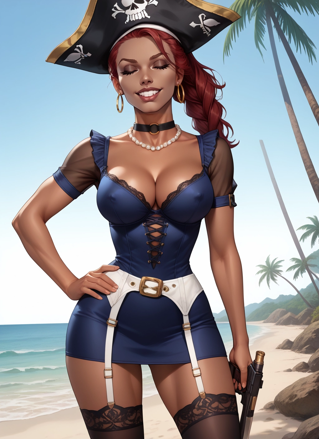 1girl, breasts, weapon, gun, jewelry, solo · Yamete.gg