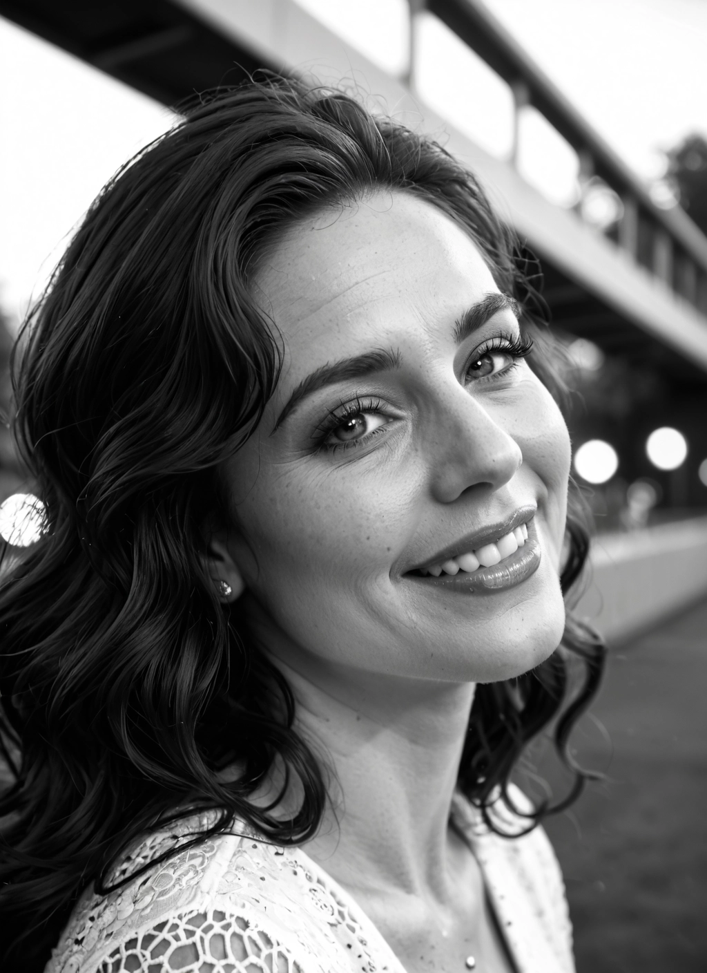 1girl, greyscale, monochrome, solo, jewelry, teeth · Yamete.gg