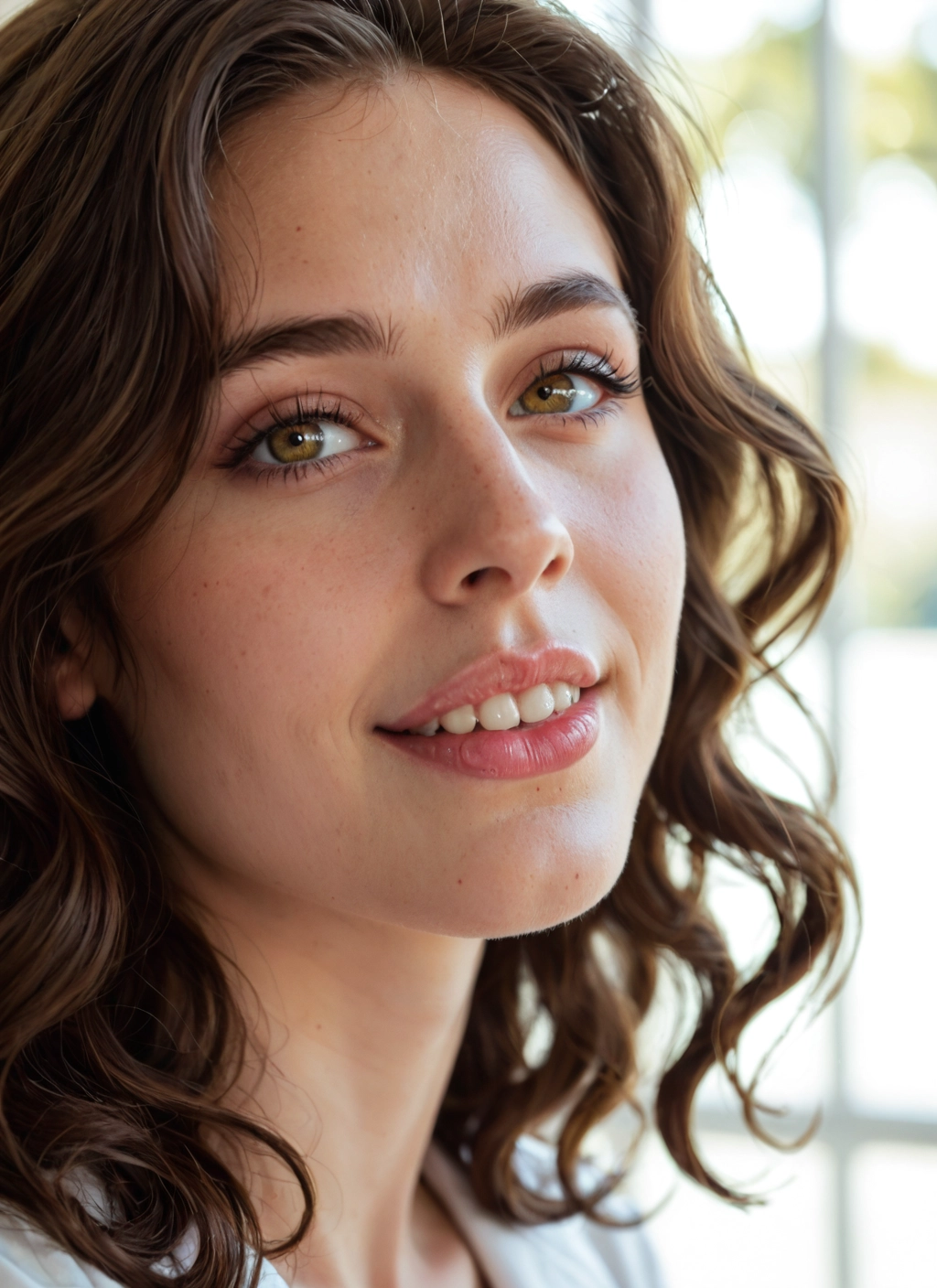 1girl, solo, brown hair, freckles, looking at viewer, realistic · Yamete.gg
