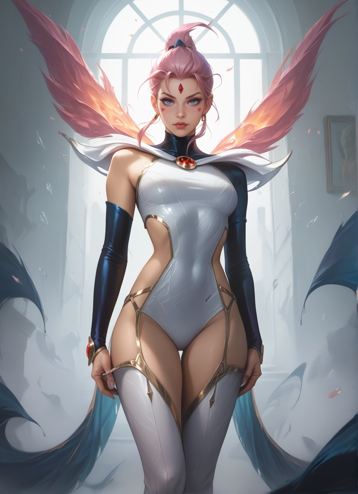 1girl, blue eyes, solo, pink hair, breasts, jewelry · Yamete.gg