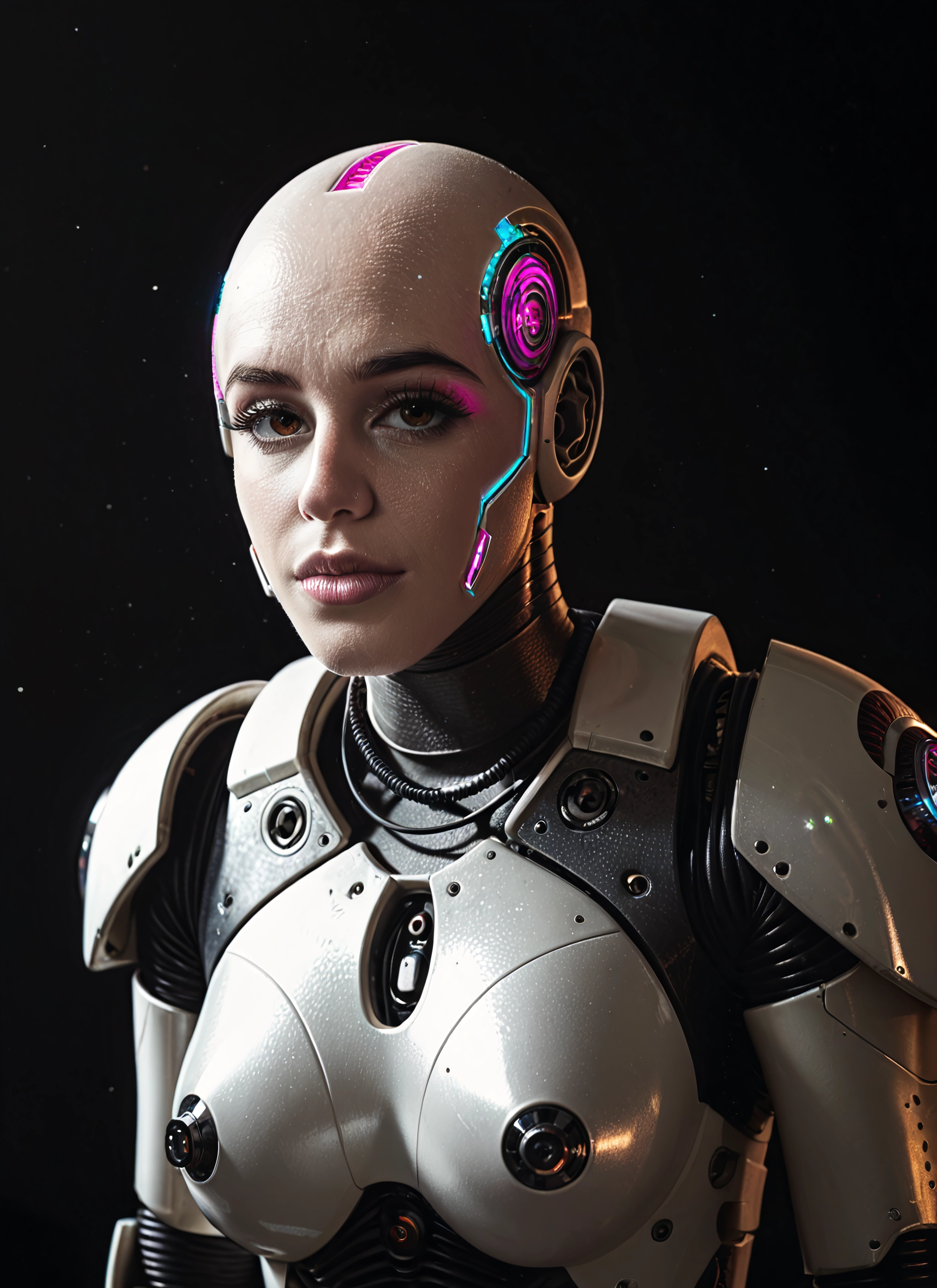 1girl, solo, bald, brown eyes, bald girl, science fiction · Yamete.gg