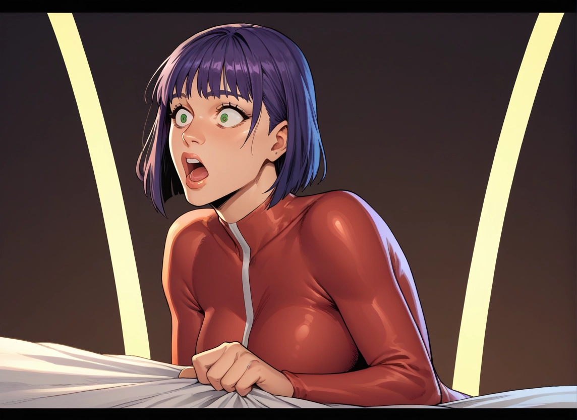 1girl, solo, green eyes, open mouth, breasts, short hair · Yamete.gg