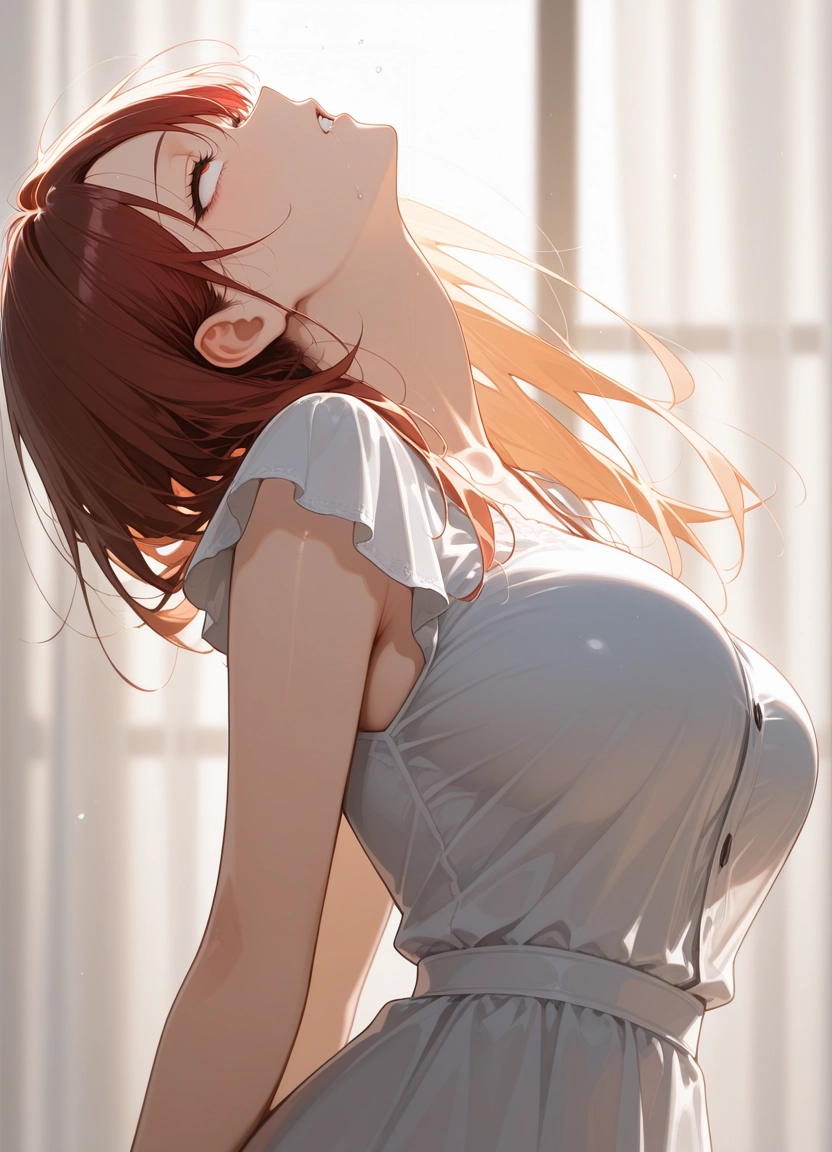 1girl, solo, dress, breasts, white dress, large breasts · Yamete.gg