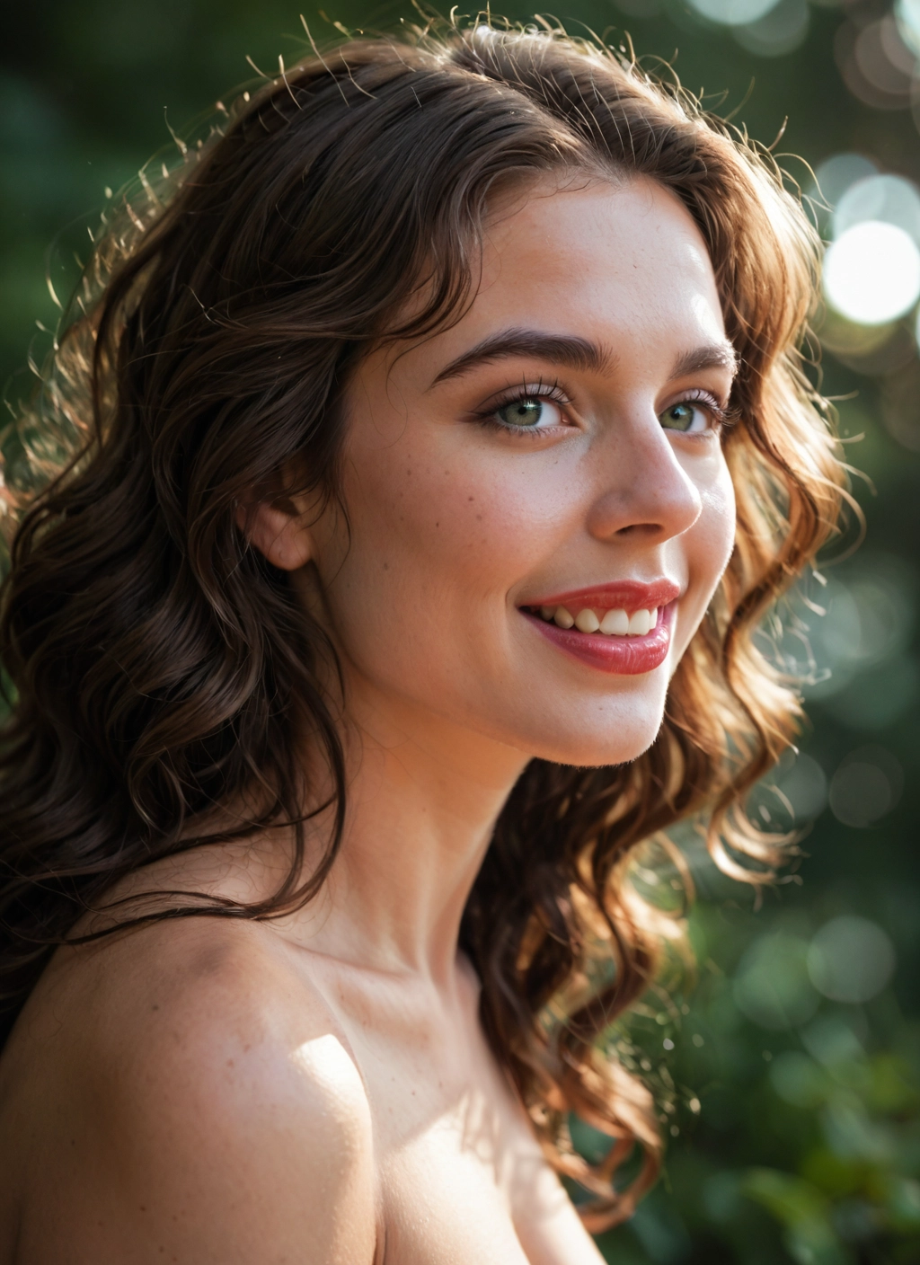 1girl, solo, freckles, looking at viewer, teeth, green eyes · Yamete.gg