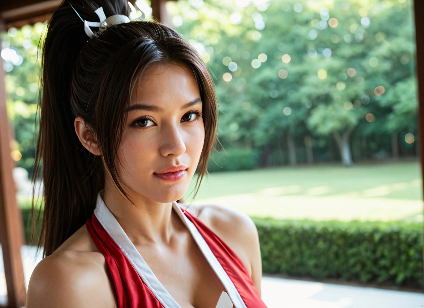 1girl, solo, ponytail, brown eyes, 3d, brown hair · Yamete.gg
