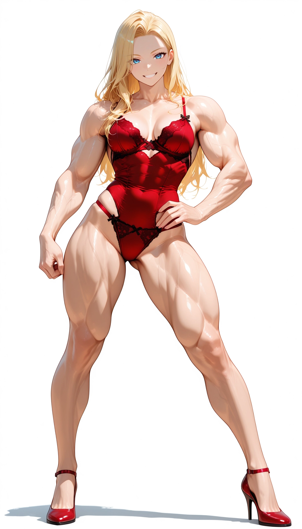 1girl, muscular female, muscular, breasts, blonde hair, solo · Yamete.gg