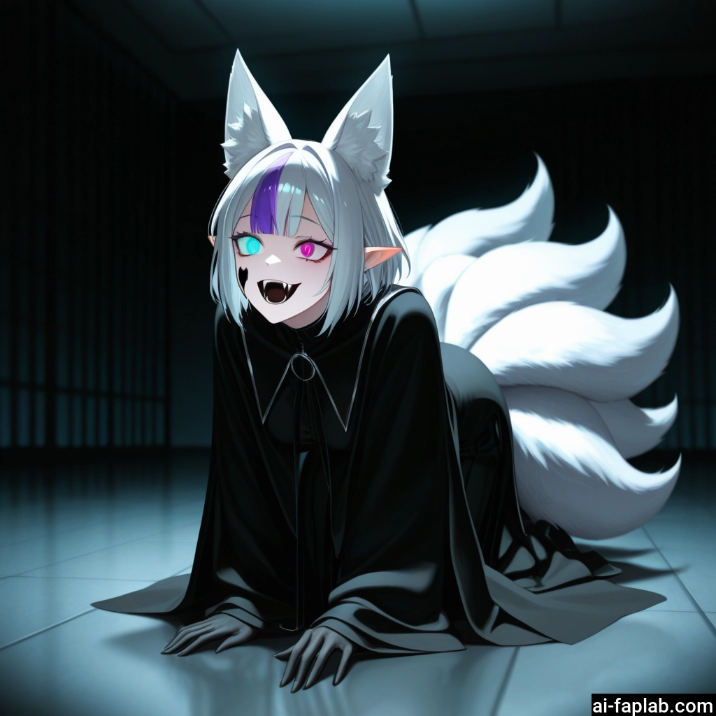 animal ears, 1girl, tail, heterochromia, fox ears, open mouth · Yamete.gg