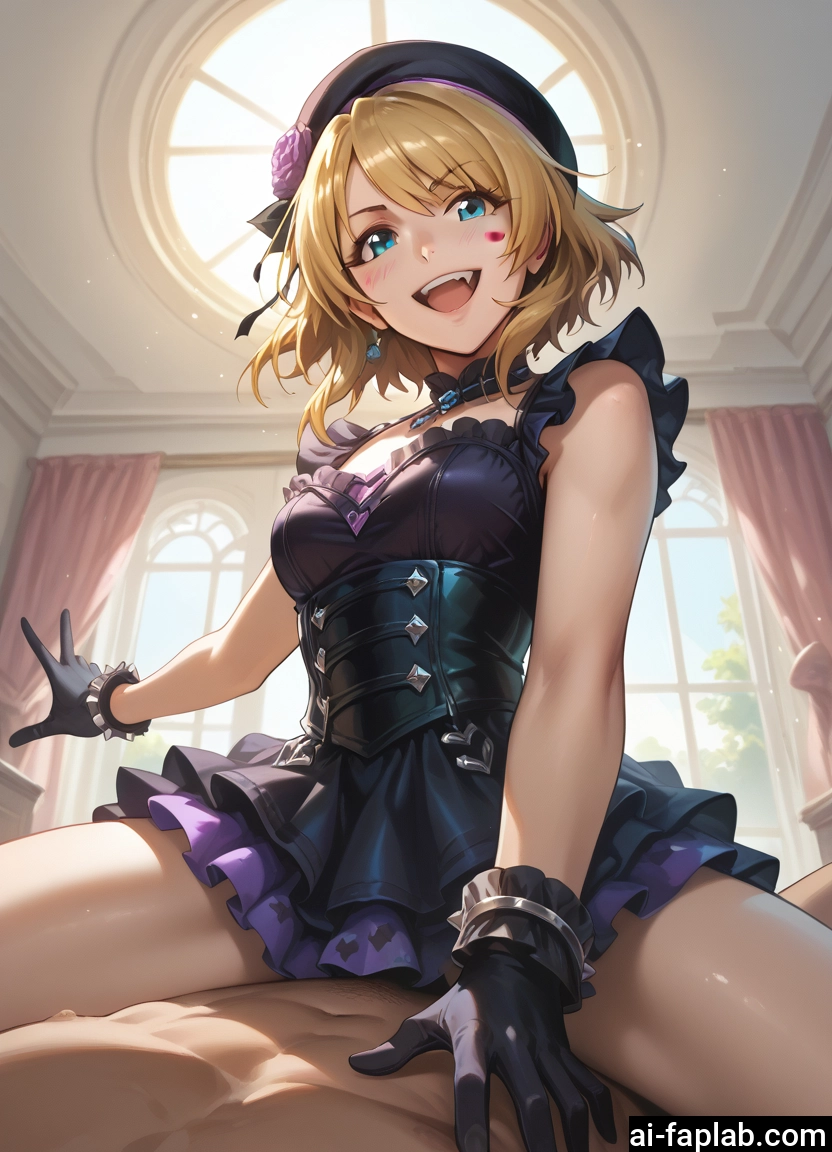 1girl, gloves, 1boy, open mouth, hetero, girl on top