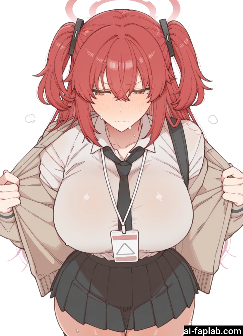 1girl, breasts, skirt, solo, halo, necktie