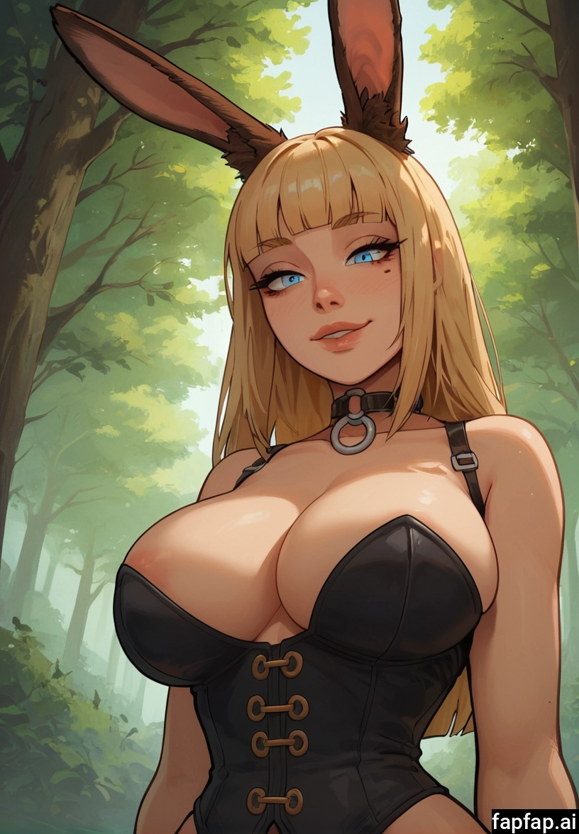 1girl, breasts, solo, animal ears, blonde hair, rabbit ears