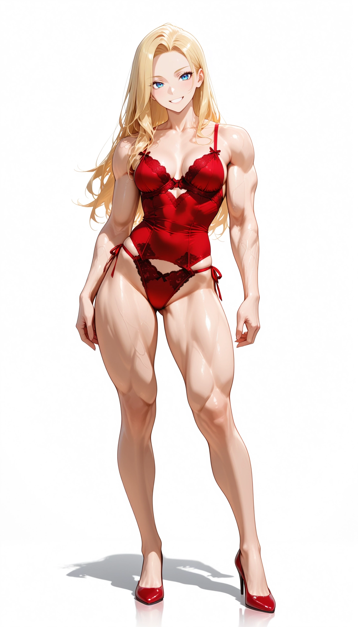 1girl, underwear, solo, breasts, muscular female, blonde hair · Yamete.gg