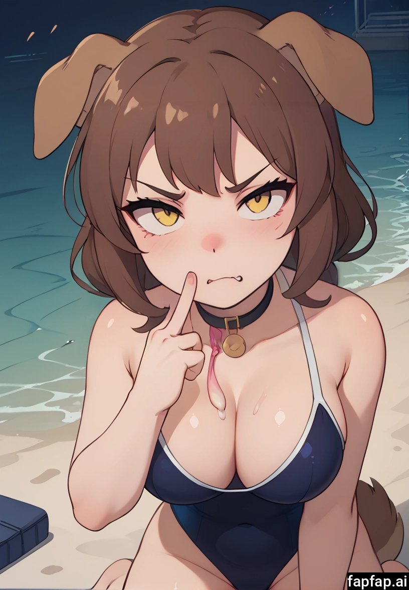 1girl, breasts, animal ears, solo, swimsuit, brown hair · Yamete.gg