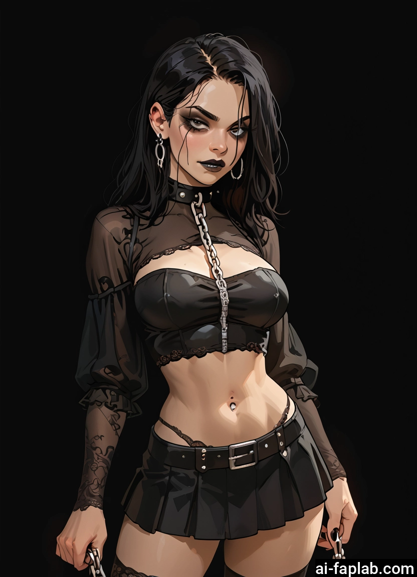 1girl, skirt, piercing, solo, breasts, jewelry · Yamete.gg