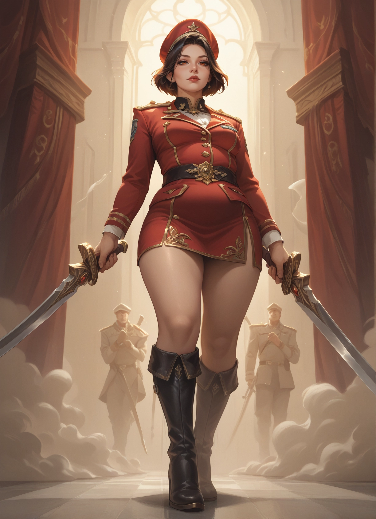weapon, 1girl, sword, boots, hat, holding · Yamete.gg
