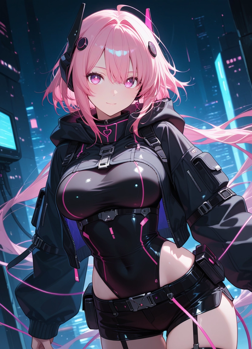 1girl, pink hair, solo, breasts, looking at viewer, leotard · Yamete.gg