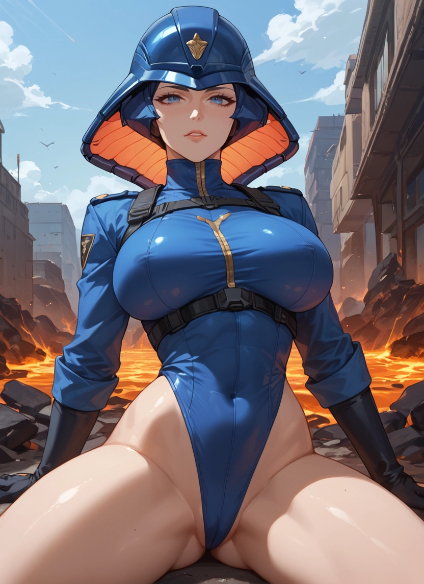 1girl, breasts, blue eyes, large breasts, helmet, solo · Yamete.gg