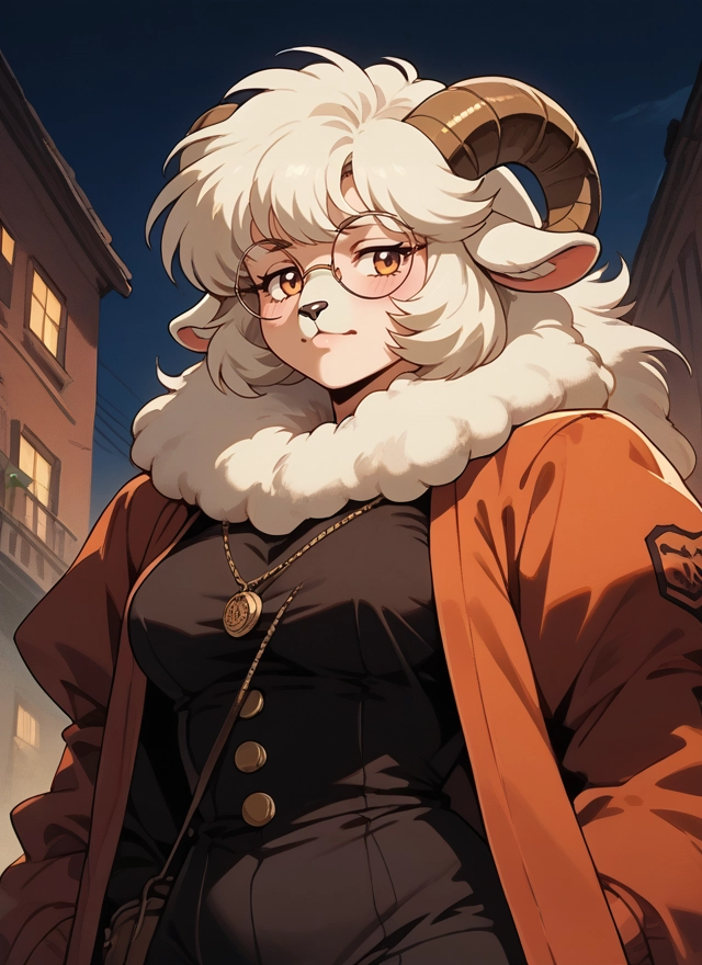 furry, 1girl, horns, solo, animal ears, glasses · Yamete.gg