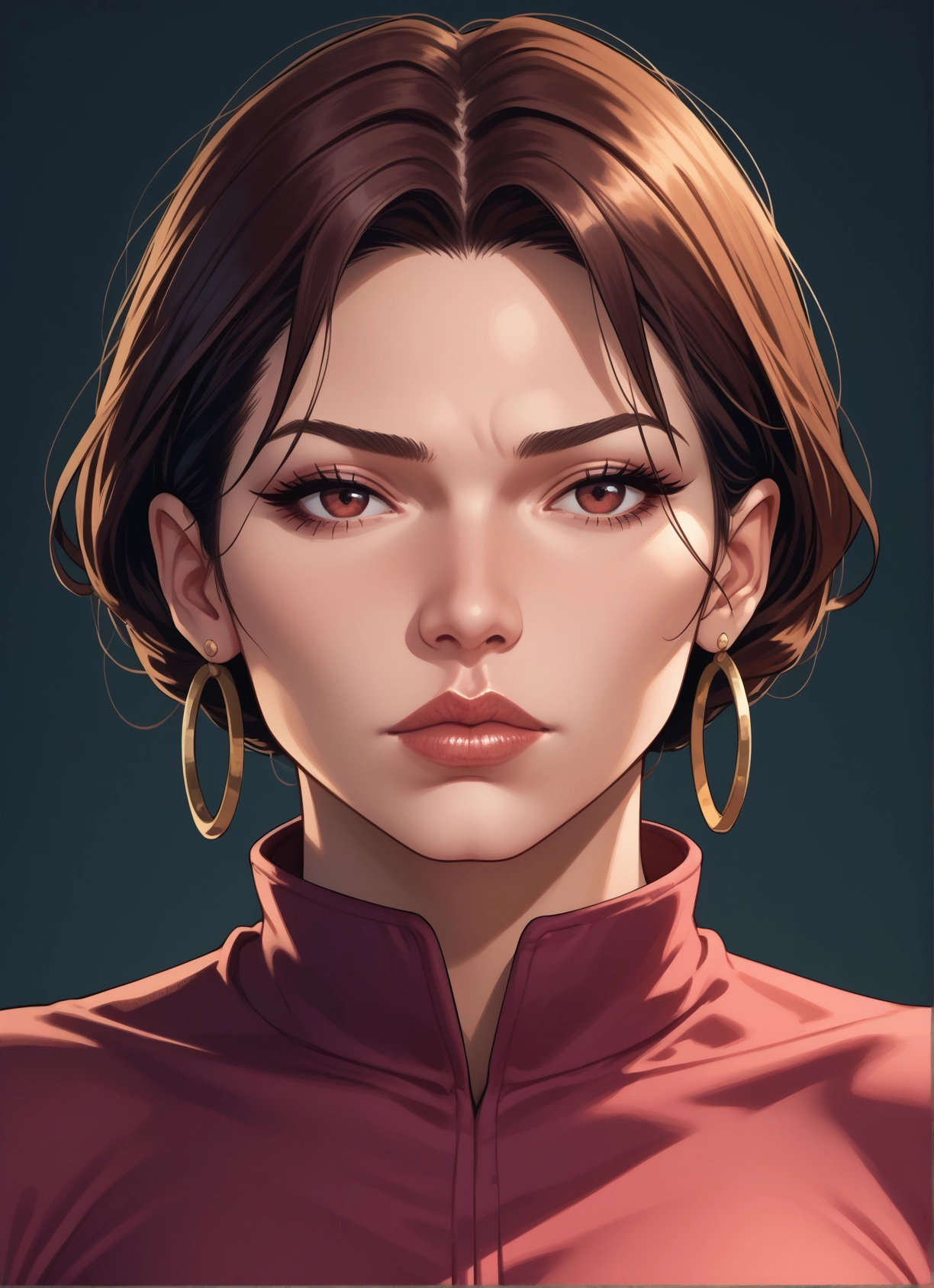 1girl, solo, jewelry, earrings, brown hair, looking at viewer · Yamete.gg
