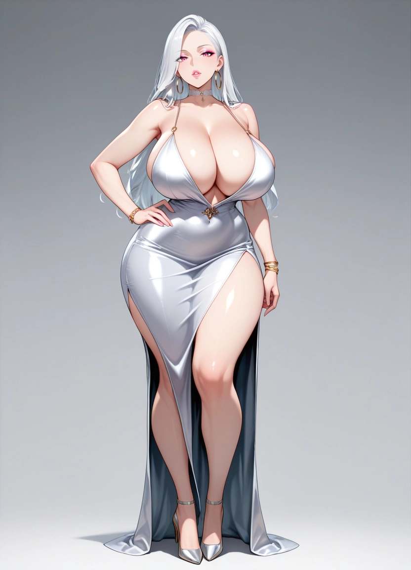 1girl, breasts, jewelry, solo, earrings, dress · Yamete.gg