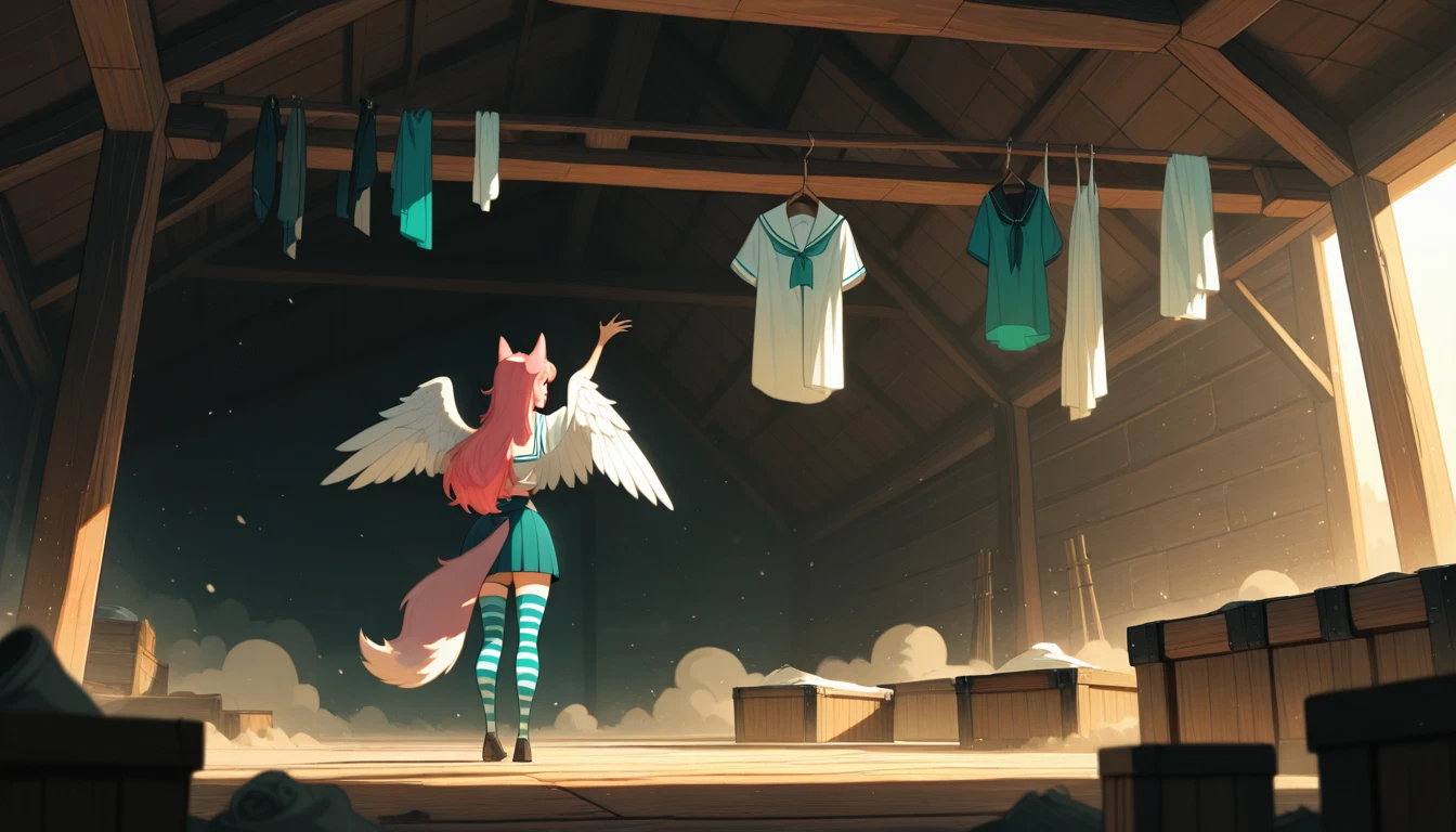 1girl, animal ears, wings, tail, thighhighs, long hair · Yamete.gg
