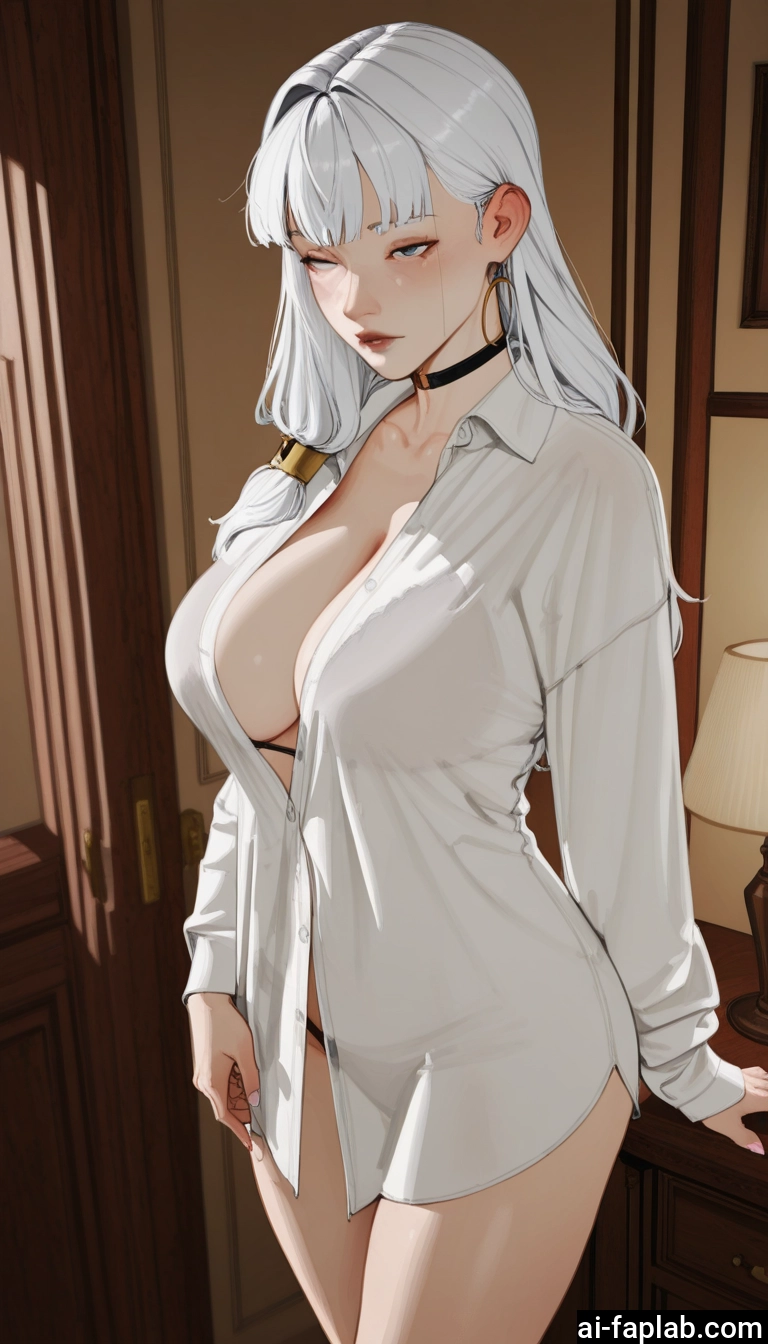 1girl, breasts, shirt, underwear, large breasts, jewelry
