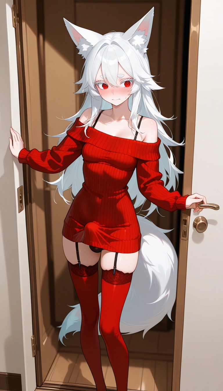futanari, 1girl, solo, bulge, thighhighs, underwear · Yamete.gg