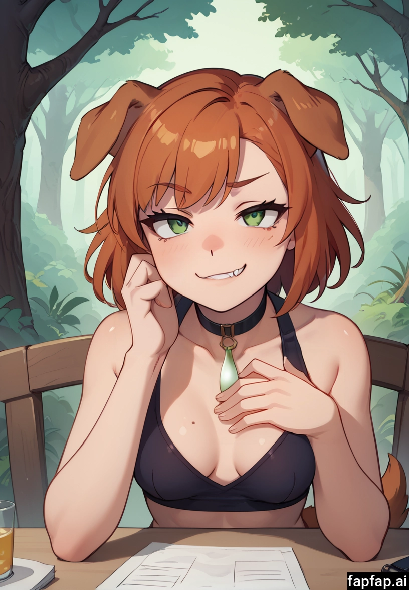 1girl, breasts, green eyes, animal ears, solo, tail · Yamete.gg