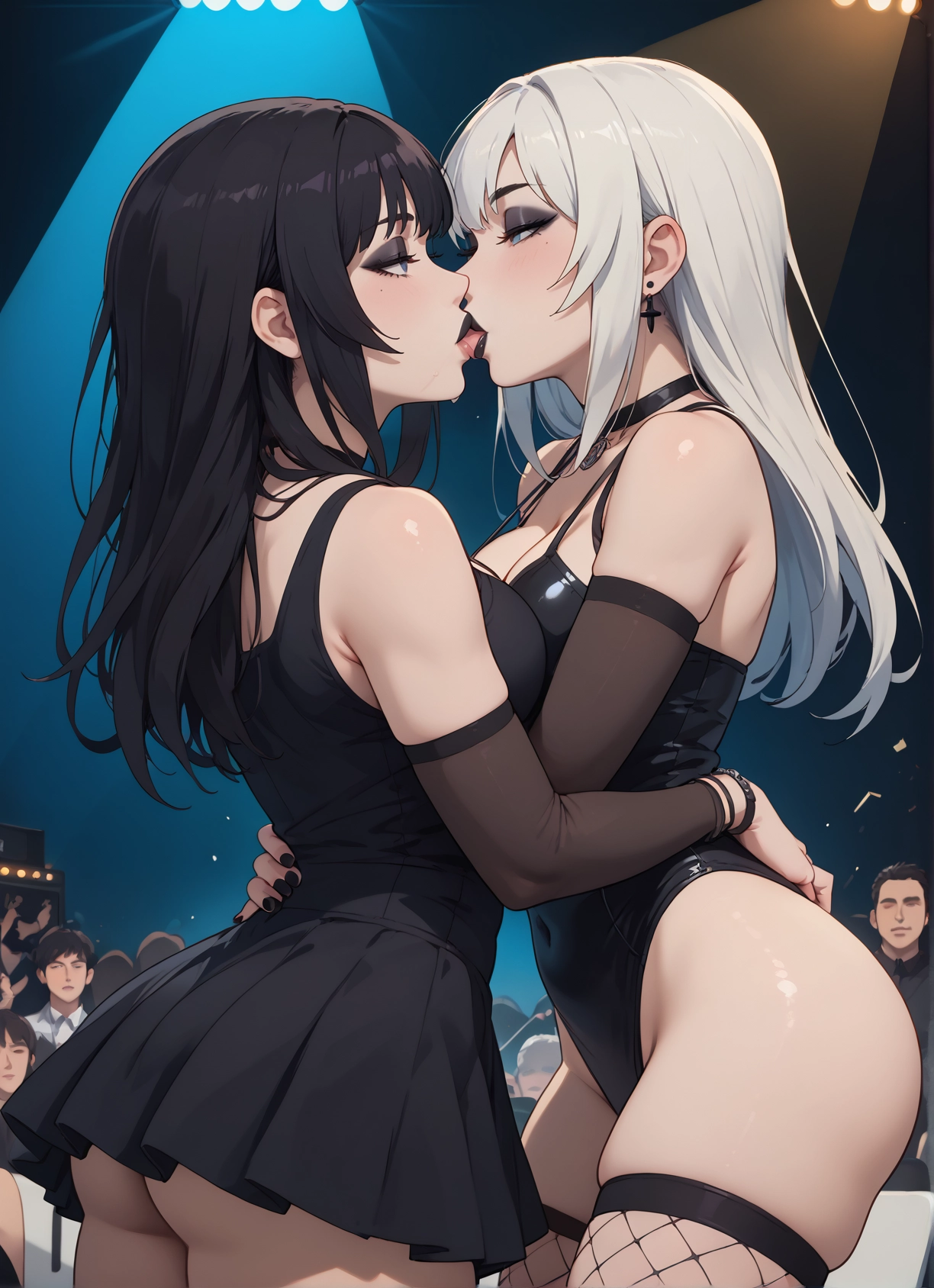 multiple girls, breasts, 2girls, jewelry, kiss, yuri · Yamete.gg