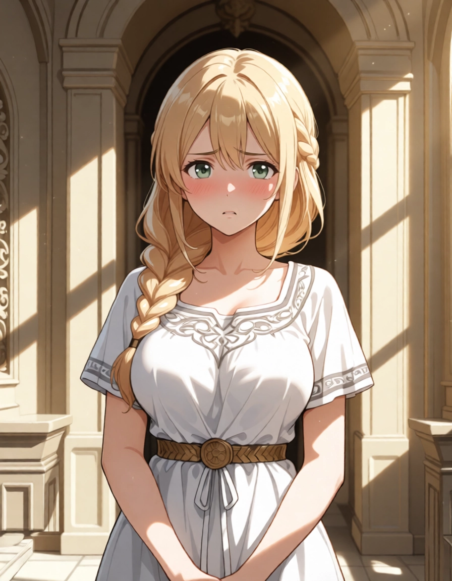 1girl, solo, braid, blonde hair, breasts, blush · Yamete.gg