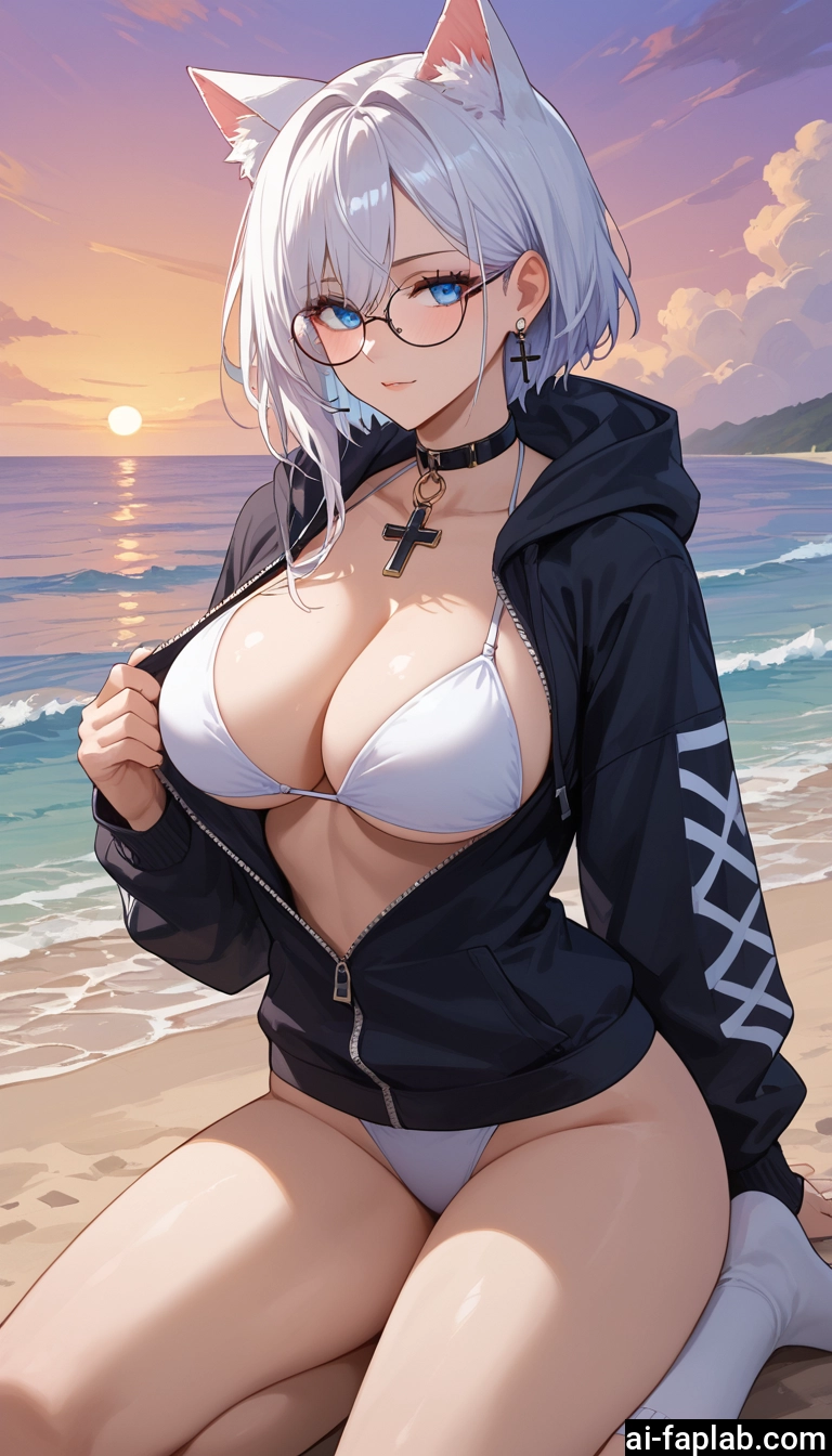 1girl, breasts, swimsuit, bikini, animal ears, blue eyes · Yamete.gg