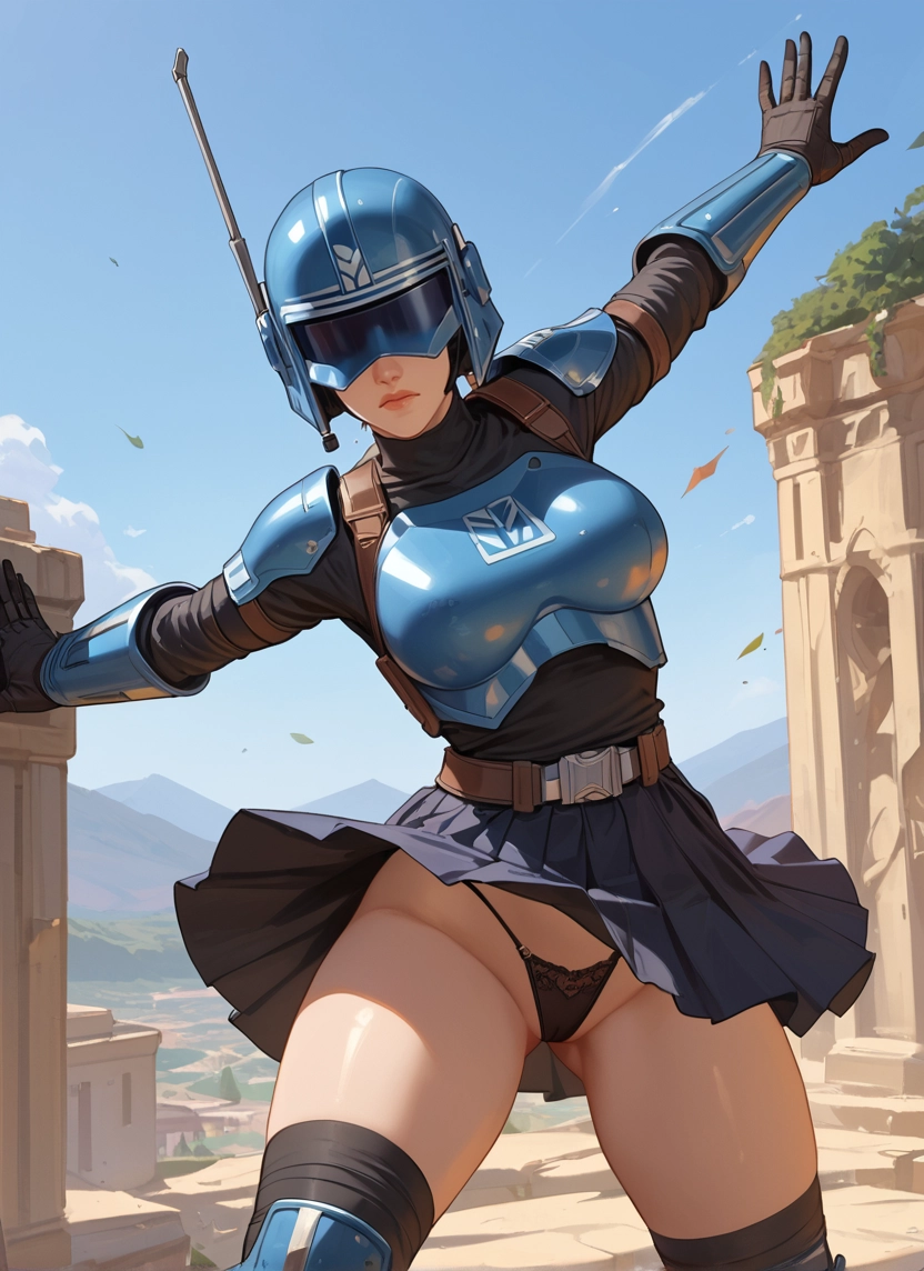 1girl, underwear, panties, solo, skirt, armor · Yamete.gg
