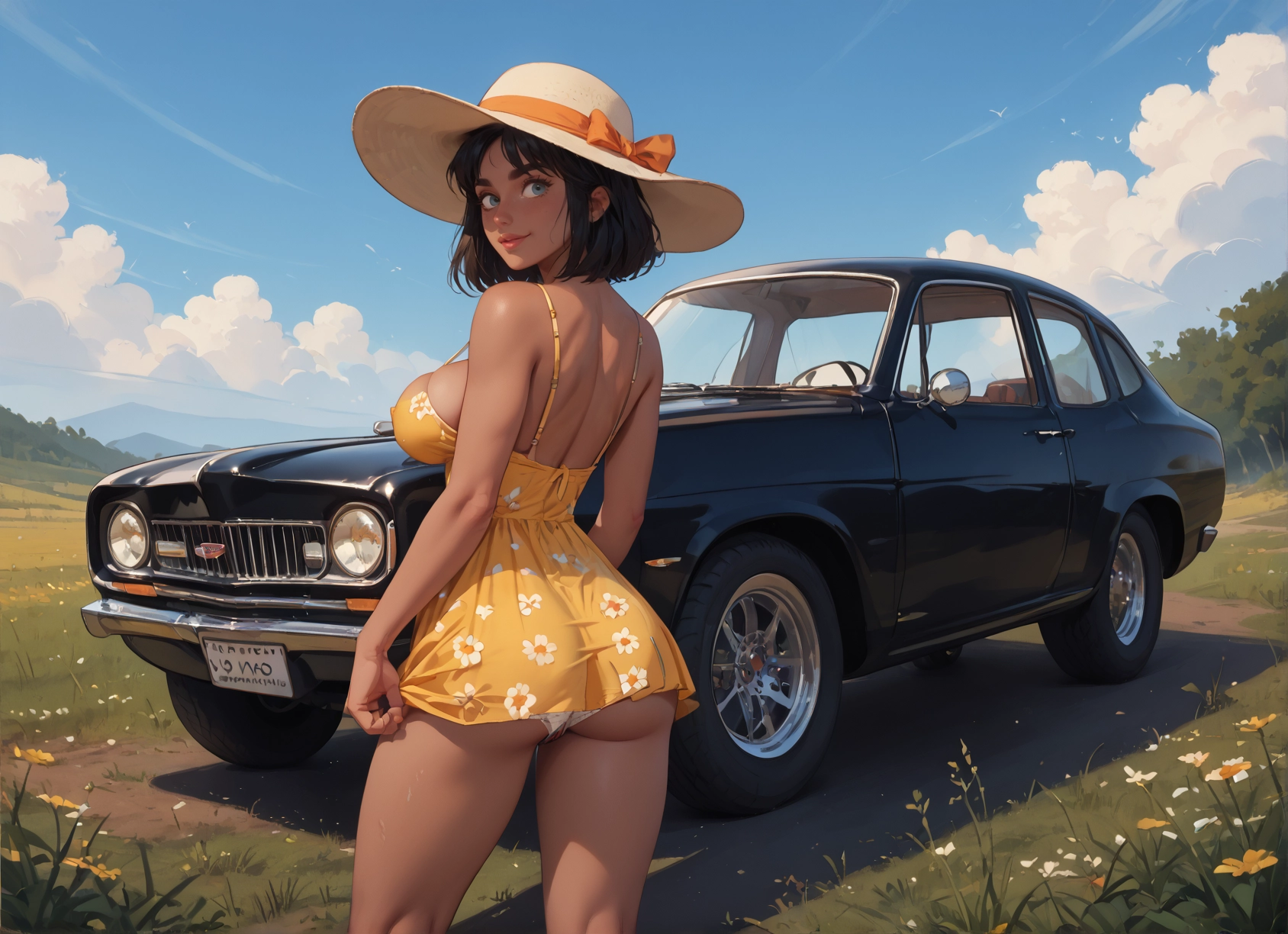 1girl, hat, breasts, underwear, ass, panties · Yamete.gg