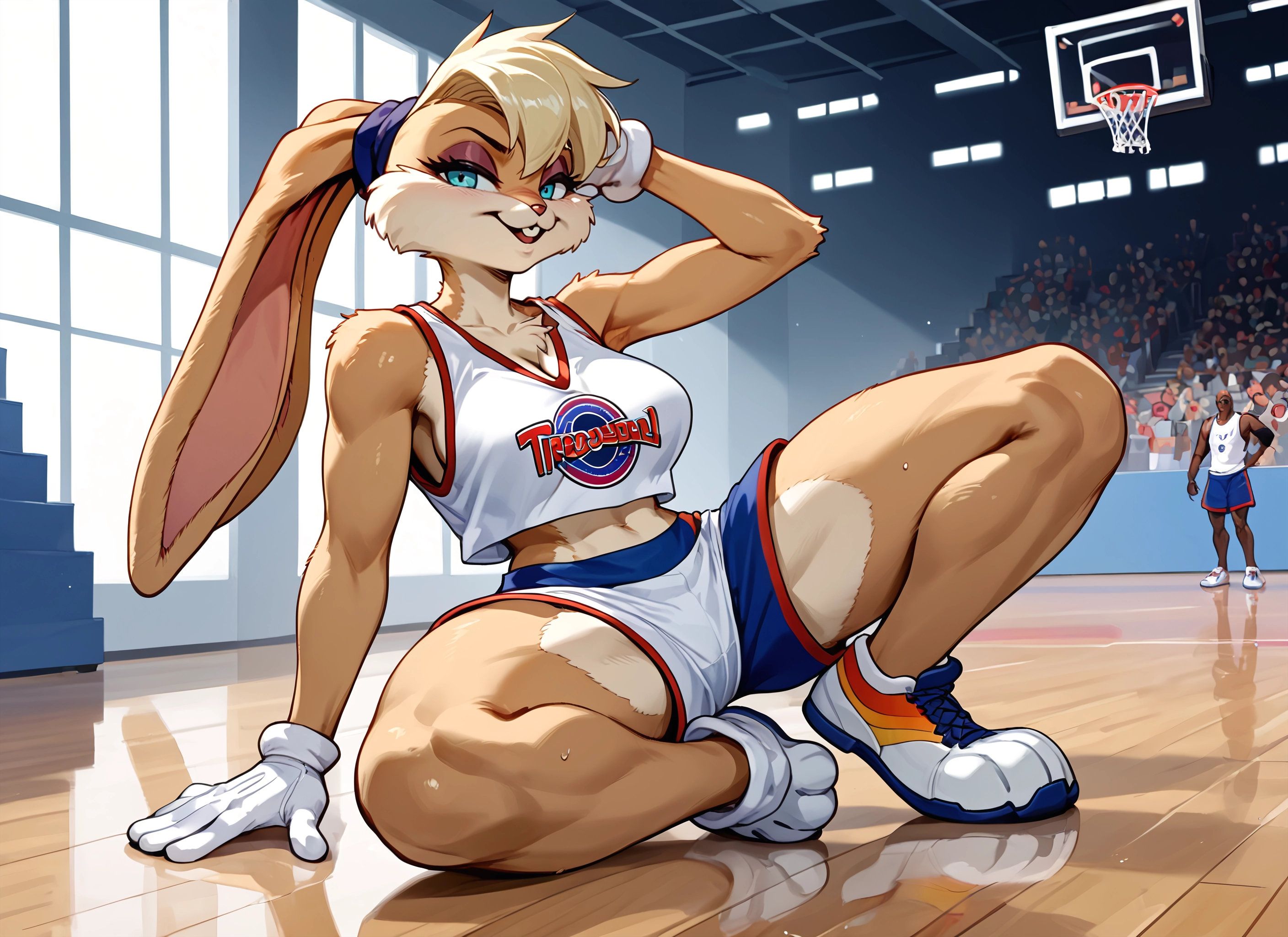 furry, animal ears, furry female, shorts, rabbit ears, basketball hoop · Yamete.gg
